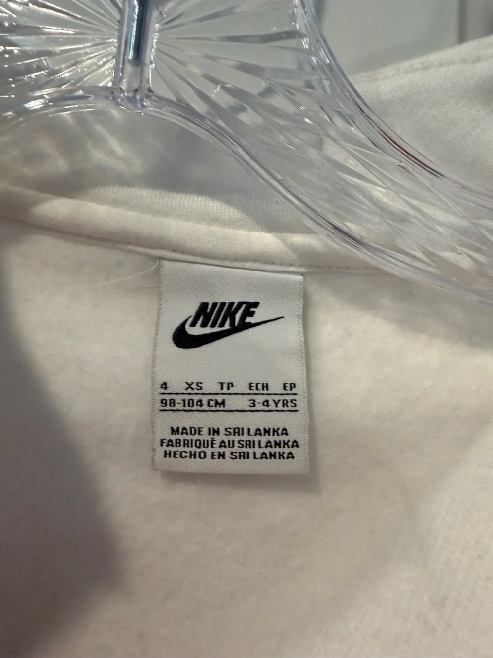 Size 4 Nike White & Orange Half Zip Pullover